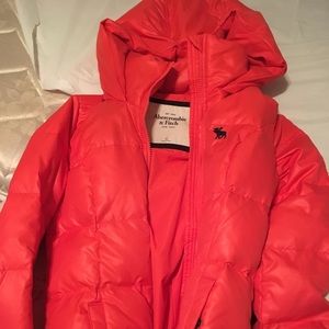 A&F red-orange Puffer Jacket